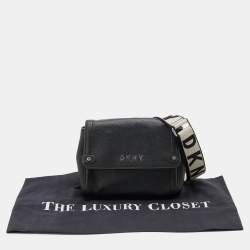 Pre Owned DKNY Black Leather Winona Flap Shoulder Bag