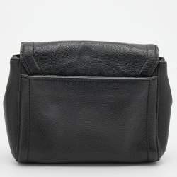 Pre Owned DKNY Black Leather Winona Flap Shoulder Bag