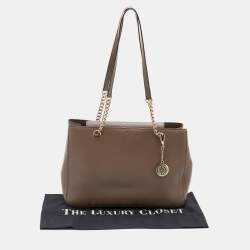 Pre Owned DKNY Brown Leather Bryant Park Chain Tote