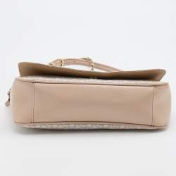 Pre Owned DKNY Beige/White Signature Coated Canvas and Leather Flap Shoulder Bag