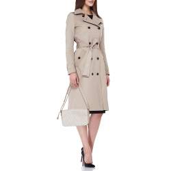 Pre Owned DKNY Beige/White Signature Coated Canvas and Leather Flap Shoulder Bag