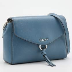 Pre Owned DKNY Light Blue Leather Lola Flap Shoulder Bag