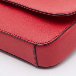 Pre Owned DKNY Red Saffiano Leather Bryant Flap Shoulder Bag