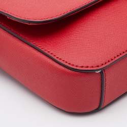 Pre Owned DKNY Red Saffiano Leather Bryant Flap Shoulder Bag