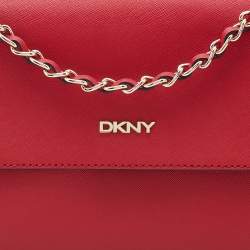 Pre Owned DKNY Red Saffiano Leather Bryant Flap Shoulder Bag