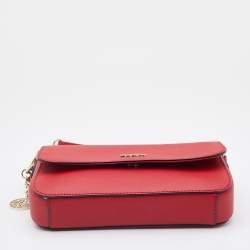 Pre Owned DKNY Red Saffiano Leather Bryant Flap Shoulder Bag