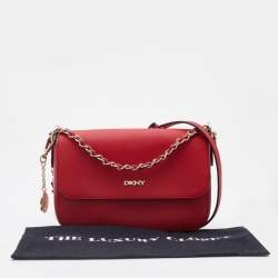 Pre Owned DKNY Red Saffiano Leather Bryant Flap Shoulder Bag
