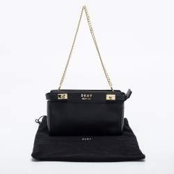 Pre Owned DKNY Black Leather Chain Shoulder Bag