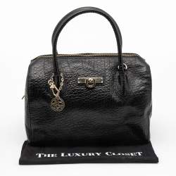 Pre Owned DKNY Black Grained Leather Satchel