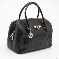 Pre Owned DKNY Black Grained Leather Satchel