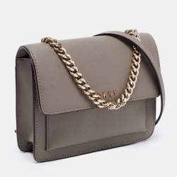 Pre Owned DKNY Green Leather Mini Bryant Flap Crossbody Bag