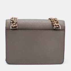 Pre Owned DKNY Green Leather Mini Bryant Flap Crossbody Bag