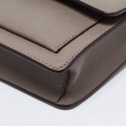 Pre Owned DKNY Green Leather Mini Bryant Flap Crossbody Bag