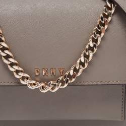 Pre Owned DKNY Green Leather Mini Bryant Flap Crossbody Bag