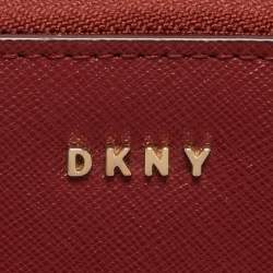 DKNY Red Leather Large Bryant Zip Around Clutch