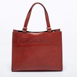Pre Owned DKNY Brown Grained Leather Middle Zip Tote