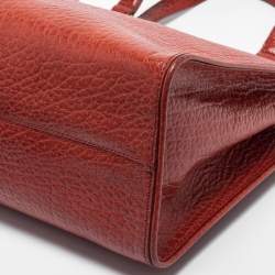 Pre Owned DKNY Brown Grained Leather Middle Zip Tote