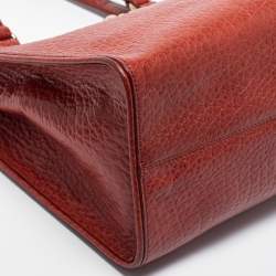 Pre Owned DKNY Brown Grained Leather Middle Zip Tote