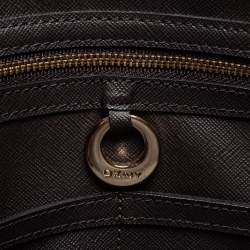 Pre Owned DKNY Brown Grained Leather Middle Zip Tote