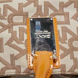 Pre Owned DKNY Beige Signature Canvas and Patent Leather Tote 