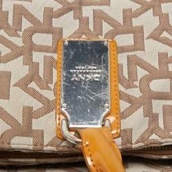Pre Owned DKNY Beige Signature Canvas and Patent Leather Tote 