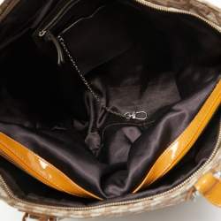 Pre Owned DKNY Beige Signature Canvas and Patent Leather Tote 