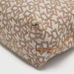 Pre Owned DKNY Beige Signature Canvas and Patent Leather Tote 