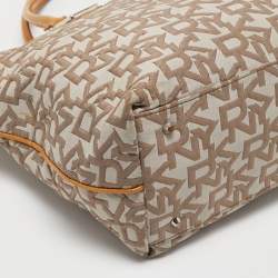 Pre Owned DKNY Beige Signature Canvas and Patent Leather Tote 