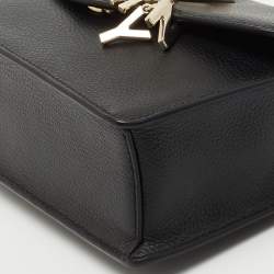 Pre Owned DKNY Black Leather Padlock Flap Shoulder Bag