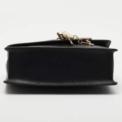 Pre Owned DKNY Black Leather Padlock Flap Shoulder Bag