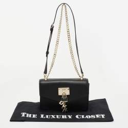 Pre Owned DKNY Black Leather Padlock Flap Shoulder Bag