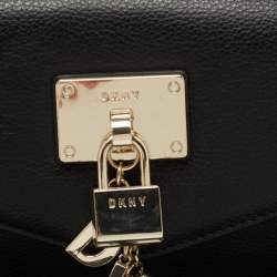 Pre Owned DKNY Black Leather Padlock Flap Shoulder Bag