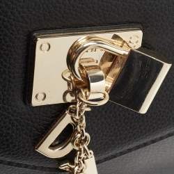Pre Owned DKNY Black Leather Padlock Flap Shoulder Bag