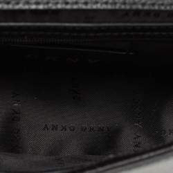 Pre Owned DKNY Black Leather Padlock Flap Shoulder Bag