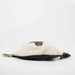 Pre Owned DKNY White/Black Faux Fur and Leather Belt Bag