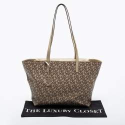 Pre Owned Dkny Beige/Brown SIgnature Canvas Tote