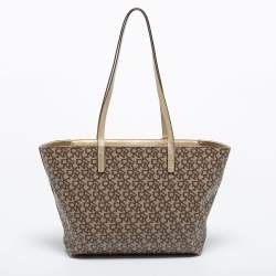 Pre Owned Dkny Beige/Brown SIgnature Canvas Tote