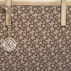 Pre Owned Dkny Beige/Brown SIgnature Canvas Tote
