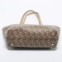 Pre Owned Dkny Beige/Brown SIgnature Canvas Tote