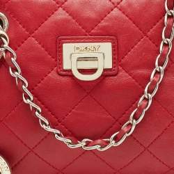 Pre Owned DKNY Red Quilted Leather Shoulder Bag