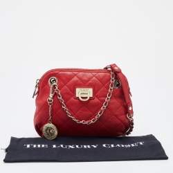 Pre Owned DKNY Red Quilted Leather Shoulder Bag