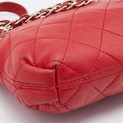 Pre Owned DKNY Red Quilted Leather Shoulder Bag