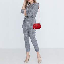 Pre Owned DKNY Red Quilted Leather Shoulder Bag