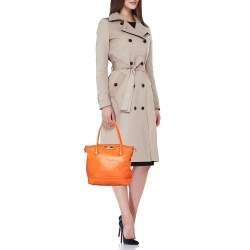 DKNY Orange Leather Top Zip Tote