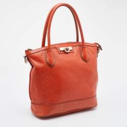 DKNY Orange Leather Top Zip Tote