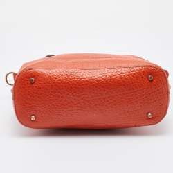 DKNY Orange Leather Top Zip Tote