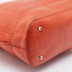 DKNY Orange Leather Top Zip Tote