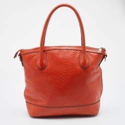 DKNY Orange Leather Top Zip Tote