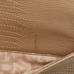 Pre Owned Dkny Beige Embossed Leather Crossbody Bag