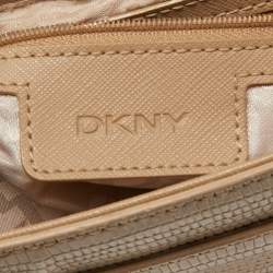 Pre Owned Dkny Beige Embossed Leather Crossbody Bag